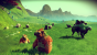 In No Man's Sky kommt das Survival-Element unter anderem durch die Beschaffenheit der Planeten hinzu. Die dort vorherrschende Tierwelt und auch das Wetter sorgen für Abwechslung im insgesamt eher soften Gameplay. <br> &nbsp;