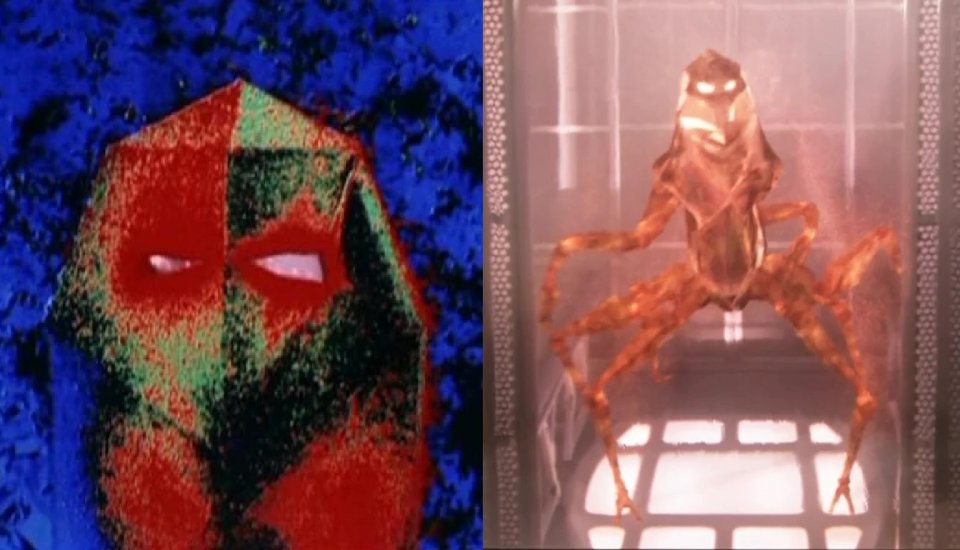 Tholianer -&nbsp;Links seht ihr „Loskene“, die Tholianerin aus der Originalserie, rechts den namenlosen Tholianer aus „Die dunkle Seite des Spiegels, Teil 1“. Fast hätte es übrigens einen tholianischen Auftritt in DS9 gegeben!