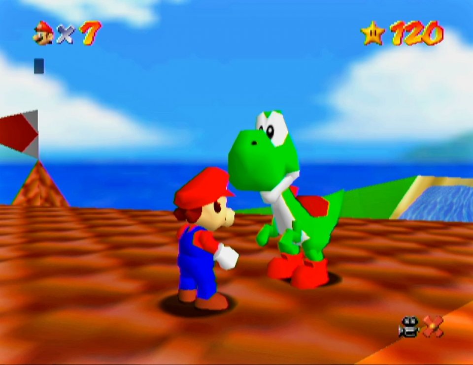 Mario und Yoshi in Super Mario 64