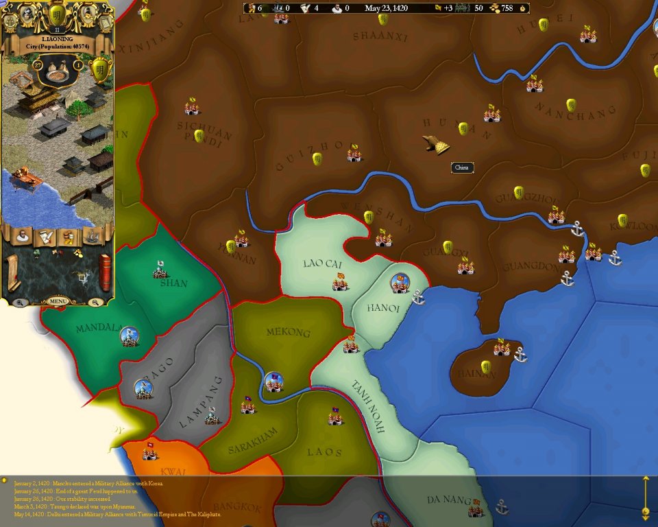 Es heißt zwar EUROPA Universalis, trotzdem könnt ihr in nahezu jedem Teil der Serie (im Bild: Europa Universalis 2) auf Wunsch ein Reich in Asien übernehmen und den Fernen Osten unsicher machen. <br> &nbsp;