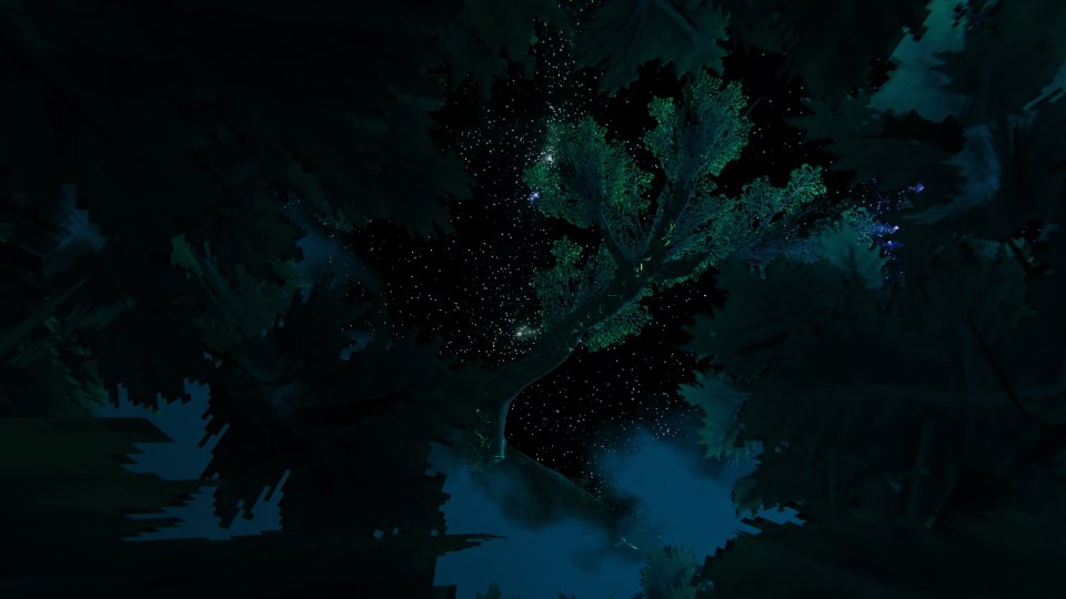 Wer in den nächtlichen Waldhimmel starrt, entdeckt Teile des Weltenbaumes. Schlechte Nachrichten: Die zehnte Welt besteht aus einem einzigen Ast und treibt ziellos durch das Nichts. Yggdrasil selbst liegt in weiter Ferne.