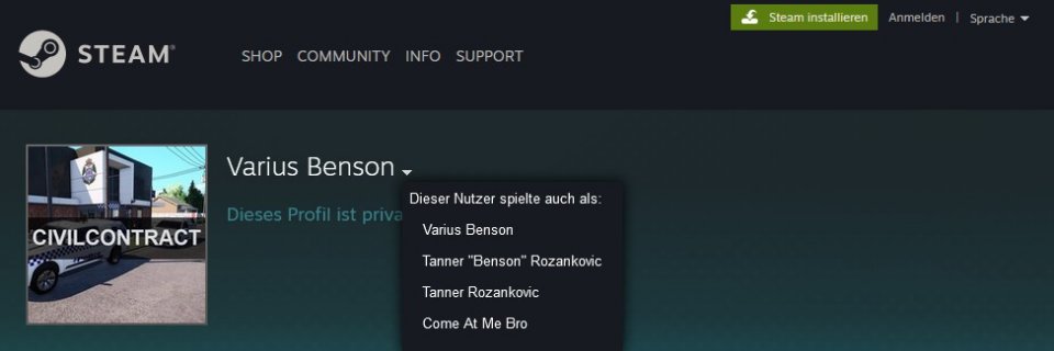 Der neue Earth-2-Dev Tanner Rozankovich ist der „Civil Contract“-Betrüger „Varius Benson“ – das kann man jederzeit einfach über Steam nachprüfen.