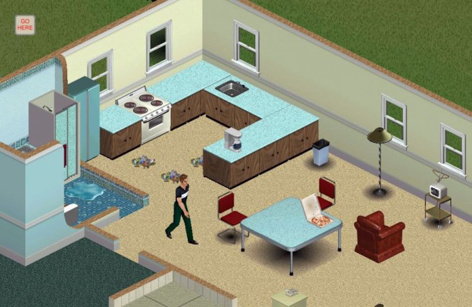 Duschen, aufräumen und dann beim Fernsehen Pizza futtern: Bei The Sims setzt Wright auf die Simulation des ganz normalen Alltags und begeistert damit Millionen.