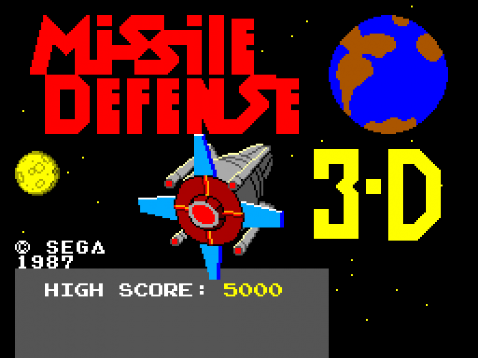 Missile Defense 3-D (1987) gilt als eines der ersten Spiele für Segas Master System 3D-Brille. Auch hier übernahm Cerny praktisch sämtliche Arbeiten alleine.&nbsp;