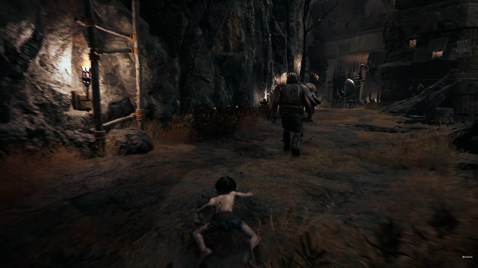 Gollum pirscht sich an seine Gegner heran und präsentiert dabei nicht nur die veralteten Animationen, sondern auch ein eigenartiges Fehlen von Bodenhaftung.