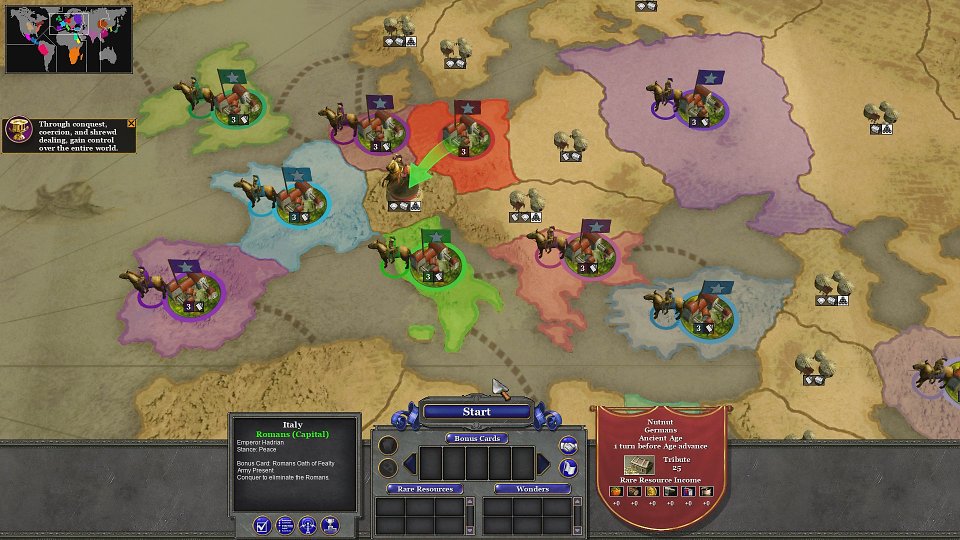 Eine Übersicht über diverse Länder in Rise of Nations