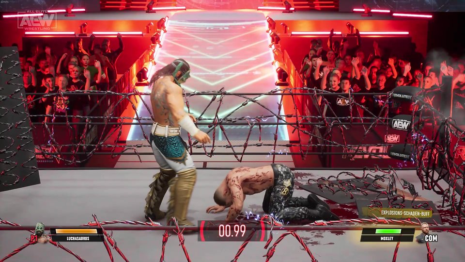 Das 'Exploding Barbed Wire Death Match' ist das klare Highlight unter den verfügbaren Matchtypen.