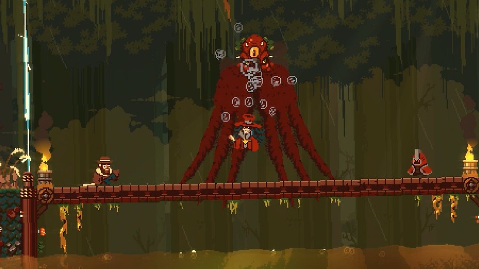 Ein Widersacher aus Gunbrella beschwört einen Boss.