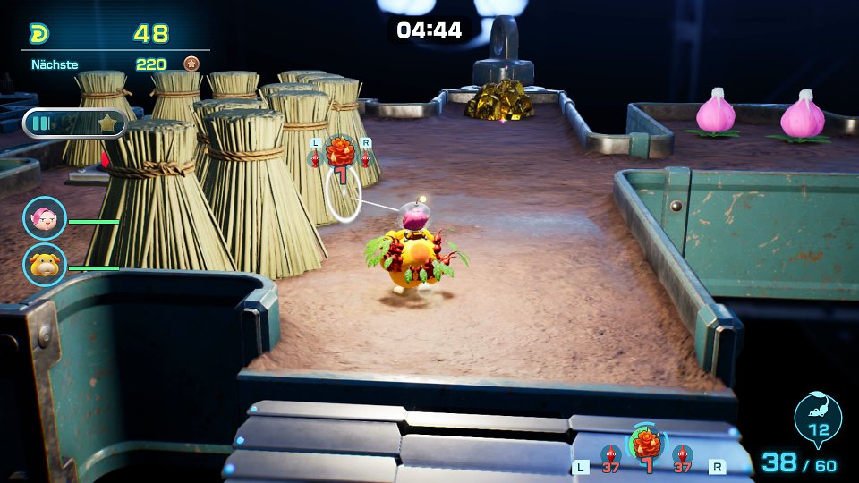 Heiße Luft: Hier müsst ihr mit dem Grill-Pikmin hin - am Ende des Laufbands müsst ihr links das Heu in Brand setzen, um an den Schalter zu kommen.