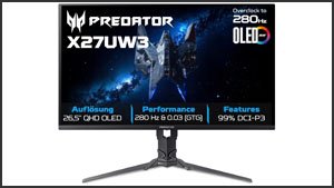 Acer Predator X27U W3 (26,5" QD-OLED, QHD, 240 Hz (280 Hz mit OC)